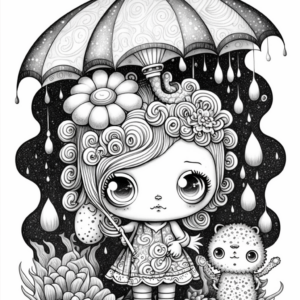 Rainy Day Charm Coloring Book Page Guided By Rawburtz